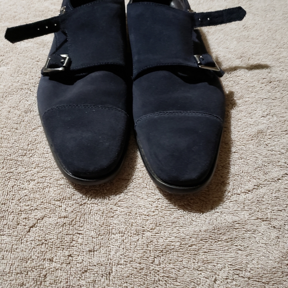 Men's suede double monk strap shoes. Size 9.5
